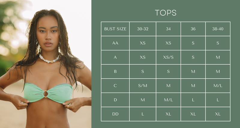 sizing chart for rhea bikinis tops